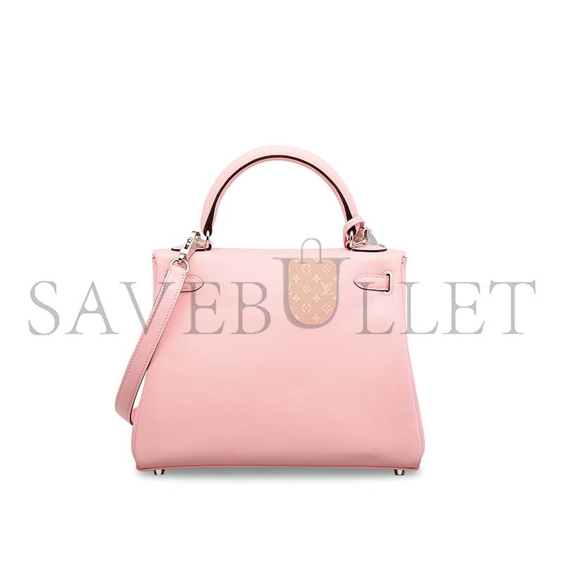 H**mes master a rose sakura swift leather retournÉ kelly 25 with palladium hardware (25*17*7cm)